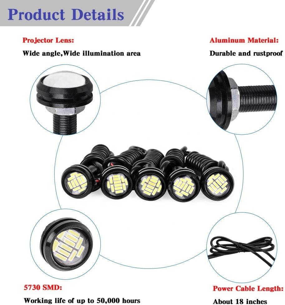 QLJ New 23mm 4014 12SMD LED DRL Eagle Eye Daytime Running Light