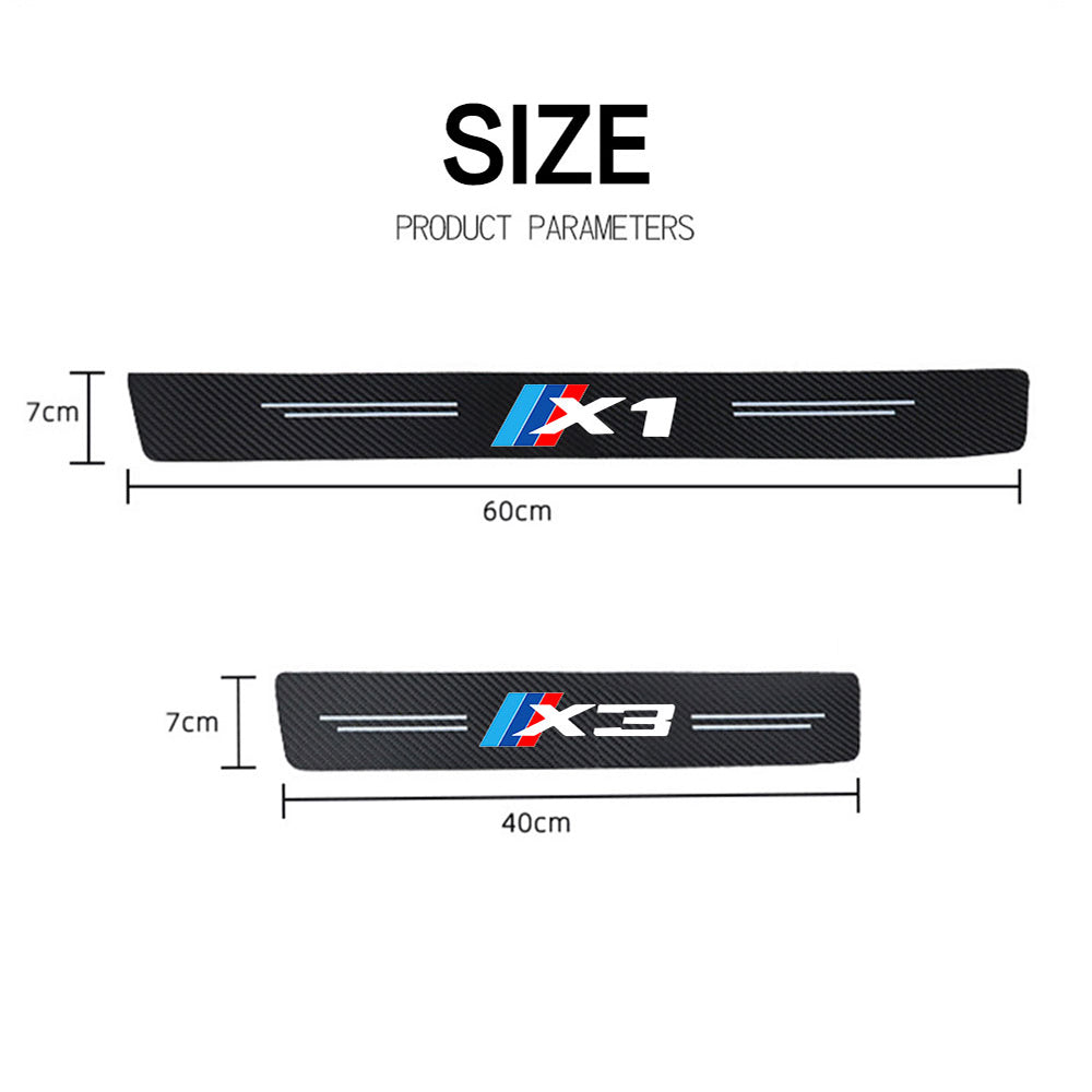 GPRGIT Car Door Threshold Sill Scuff Plate Sticker, Carbon Fiber PU Leather, for X1 X3 X4 X5 X6 X7 Logo, Self-adhesive