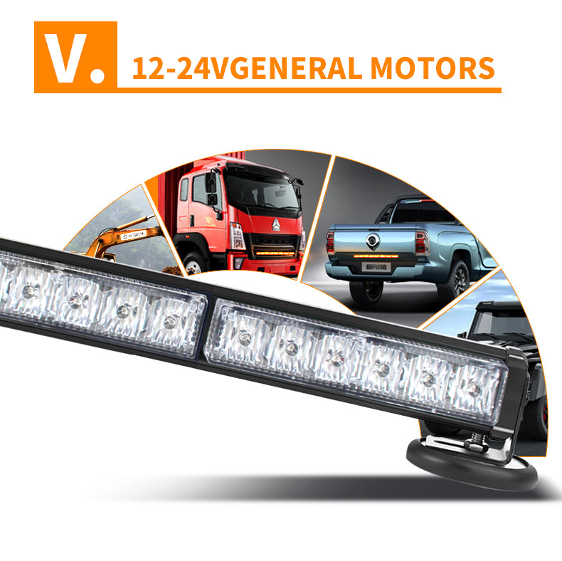 GPRGIT 6D-8 46.8in LED Warning Light Bar 48W 12V/24V Truck Roof Grid Strobe Emergency Lamp