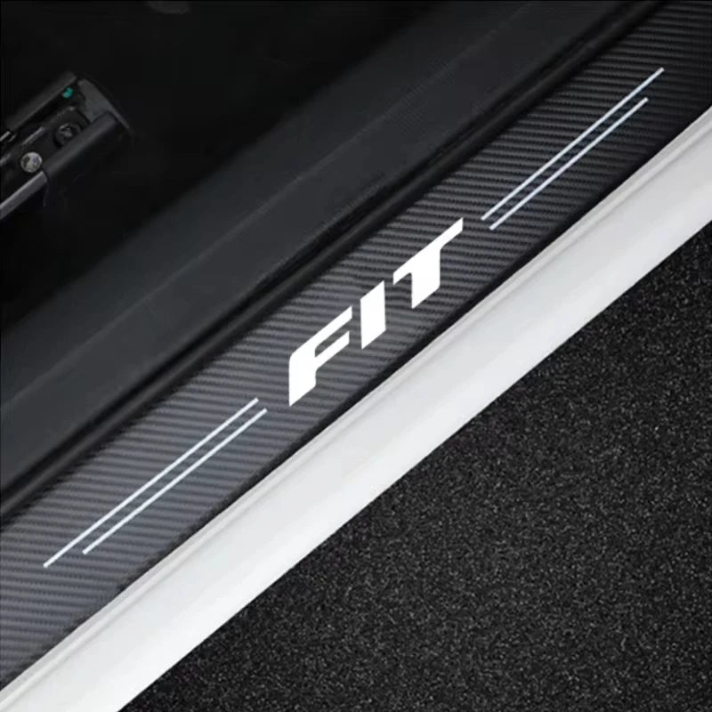 GPRGIT 4pcs Carbon Fiber Car Sill Pedal Rear Bumper Protection Stickers for FIT 2015-2021