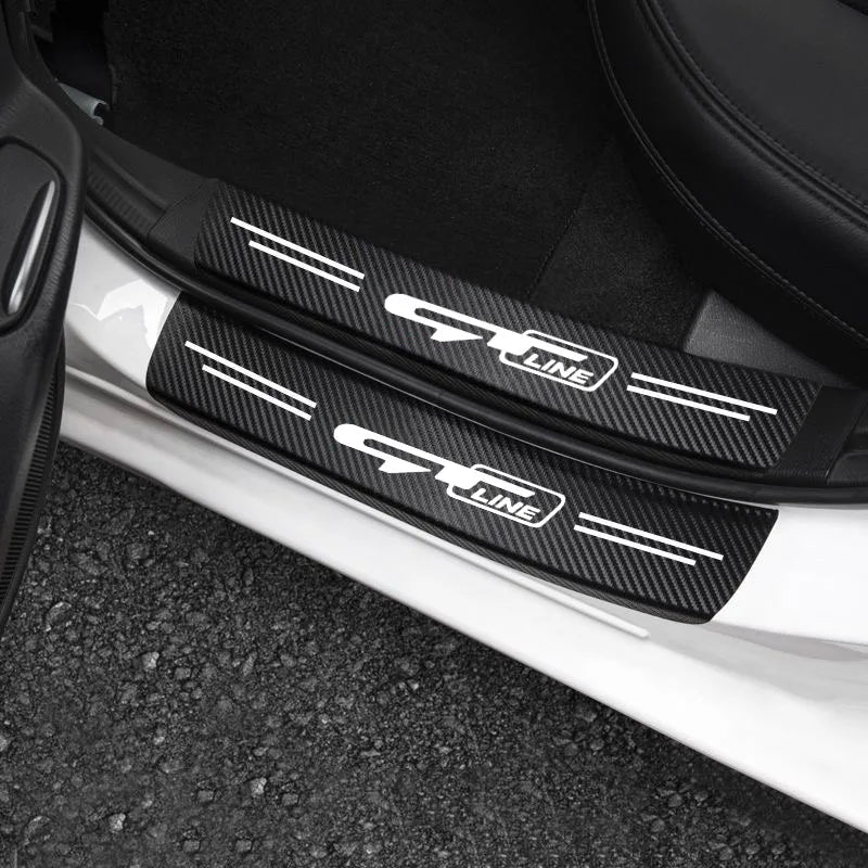 GPRGIT Car Door Sill Carbon Fiber Stickers for GT LINE K2 Stinger Sorento Ceed Soul VENGA KX5 K3 K4 K5