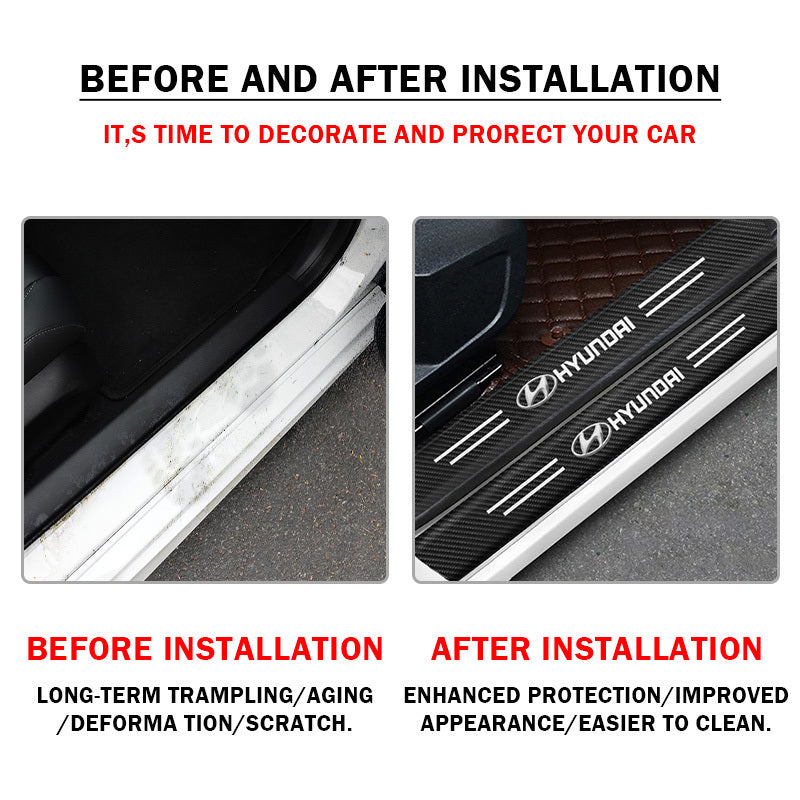 GPRGIT Car Door Sill Scuff Plate Anti-scratch Sticker Protector Strip for Sonata Azera Coupe SantaFe Genesis Accent