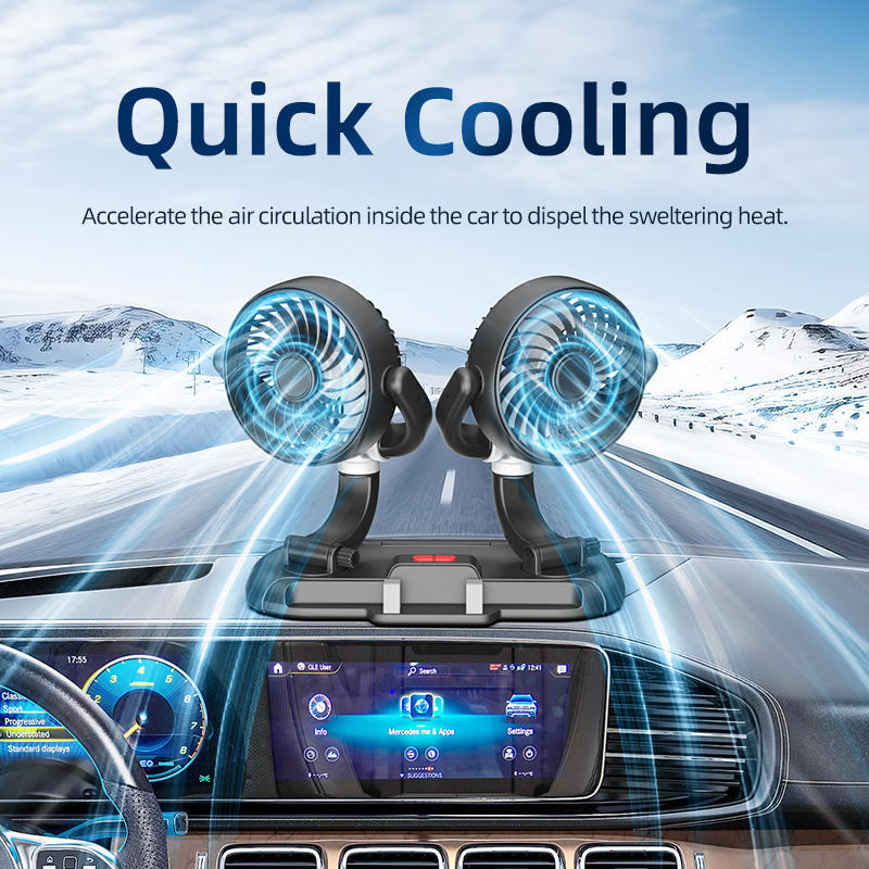GPRGIT Dual-Head USB 5V Desktop Car Fan with Phone Holder (F5505)