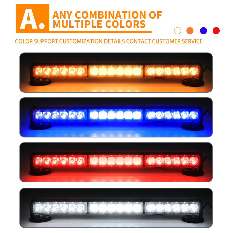 GPRGIT 6D-8 46.8in LED Warning Light Bar 48W 12V/24V Truck Roof Grid Strobe Emergency Lamp
