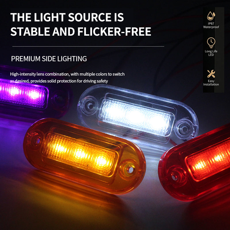 GPRGIT CBD-3LED Multicolor Waterproof LED Truck Side Light 12V-24V Piranha Beads 3LED IP67 0.28-0.38