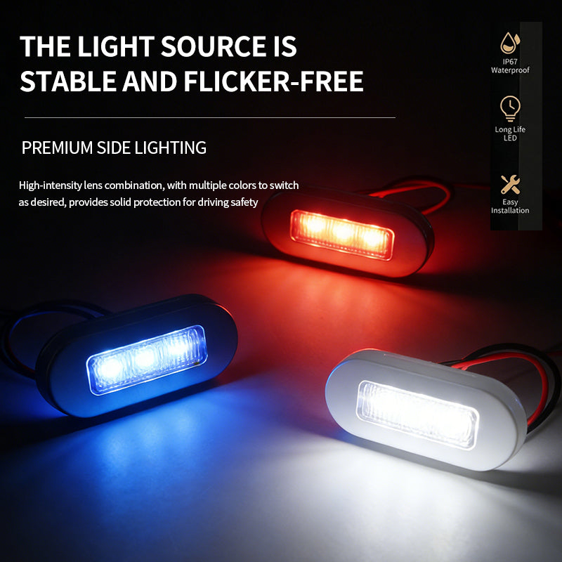 GPRGIT CBD-3LED Multicolor Waterproof LED Truck Side Light 12V-24V Piranha Beads 3LED 72.8mm IP67
