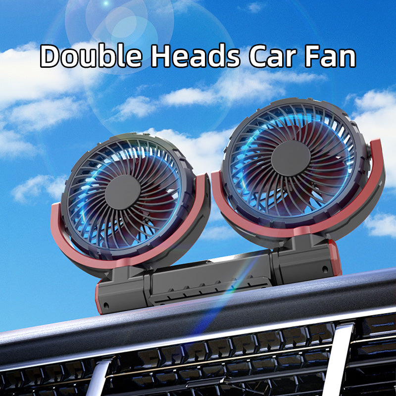 GPRGIT F7201 Double Head Car Fan Cooler 6-Inch 360° Rotation Brushless Motors USB 10W