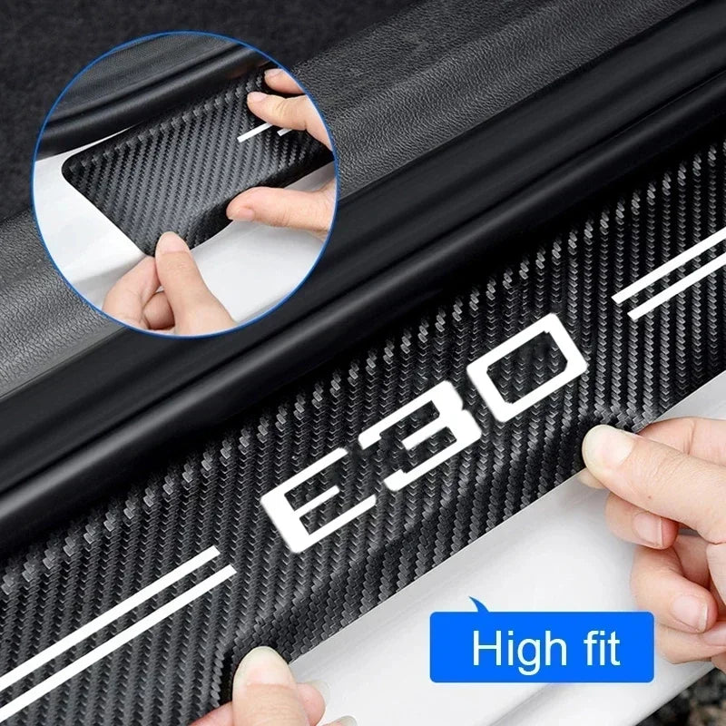 GPRGIT For E30 Door Threshold Carbon Fiber Protective Decals, Doorsill Trim Stickers Pedal Guards, Trunk Bumper Strip, 3M4229P
