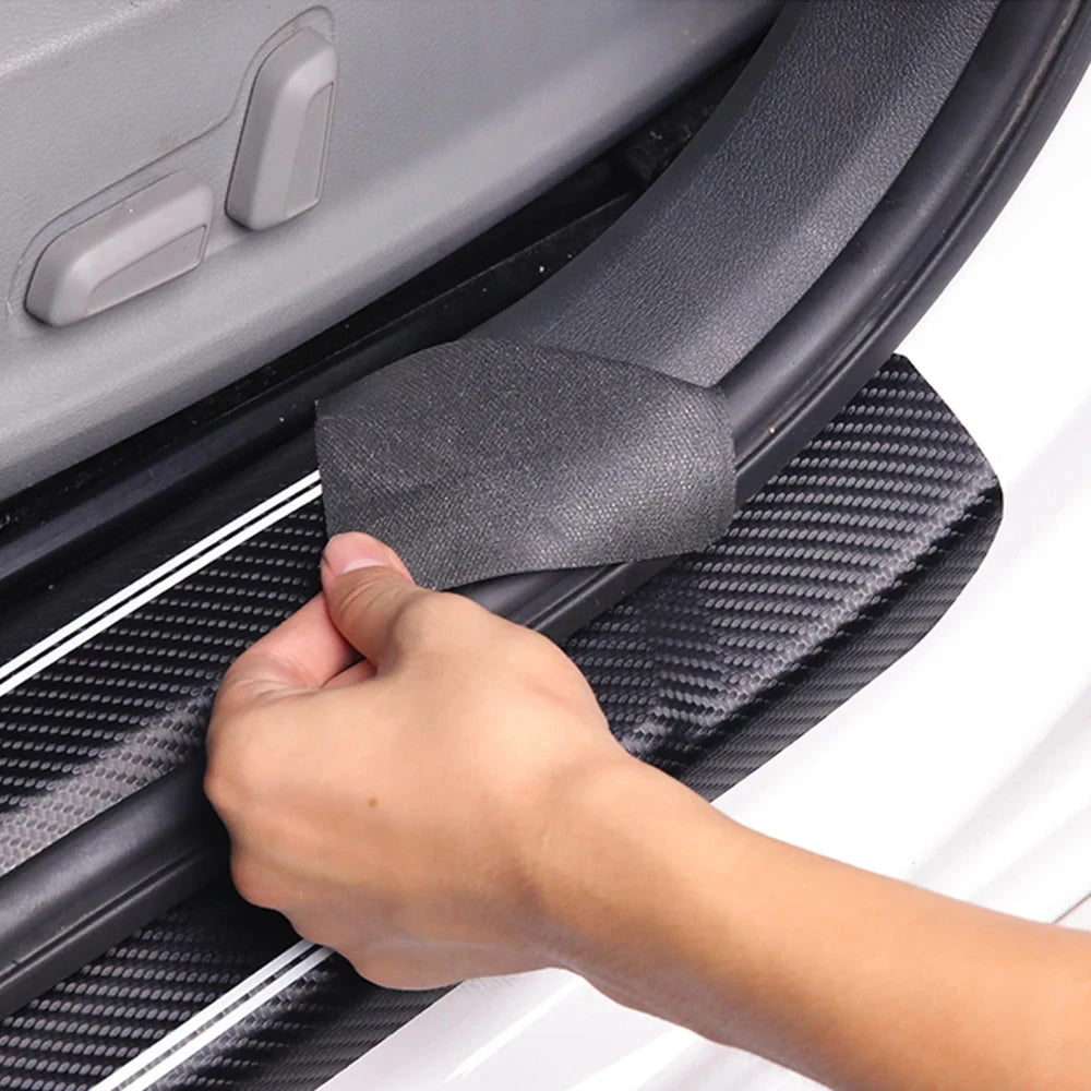 GPRGIT 4pcs Carbon Fiber Car Sill Pedal Rear Bumper Protection Stickers for FIT 2015-2021