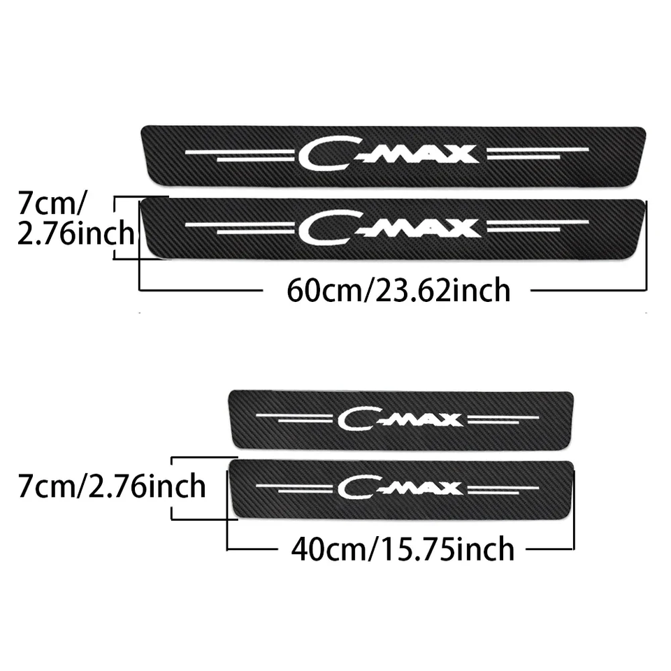 GPRGIT 4Pcs Car Door Threshold Sill Sticker Decal Protector, Single Use, for Ford CMAX 2012-2022, Model DM-1241