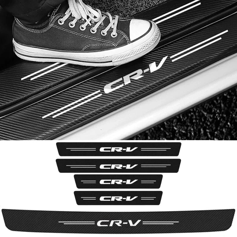 GPRGIT Carbon Fiber Protector Plate for CRV Logo, Trunk Rear Sill Bumper Guard Strips, Door Threshold Pedal Stickers