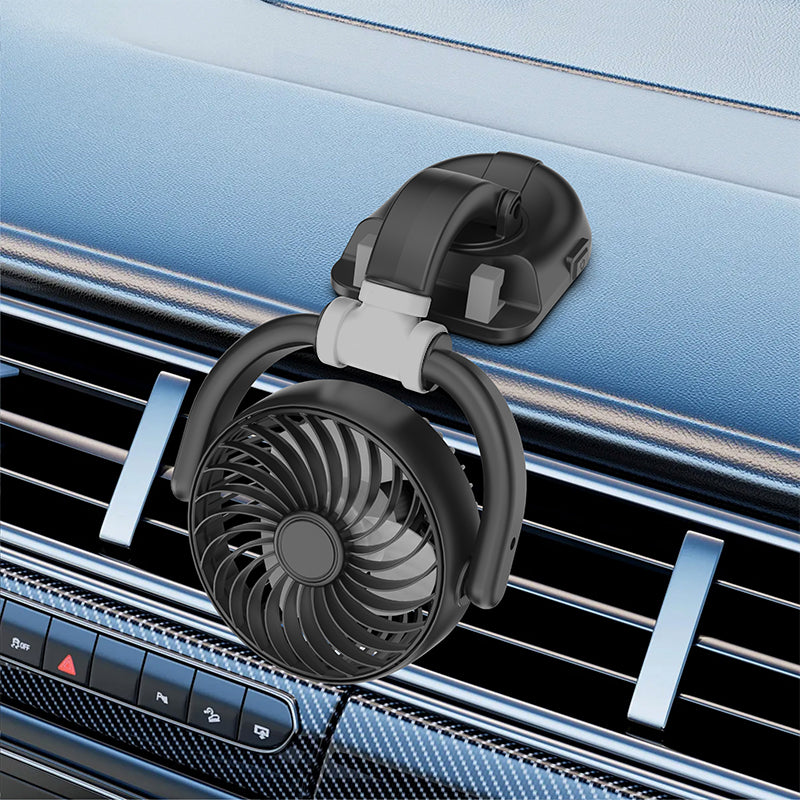 GPRGIT Car Fans Adjustable Wind Speed, Portable Desktop Cooling Mini Fan with Phone Holder, 4-Inch Blades