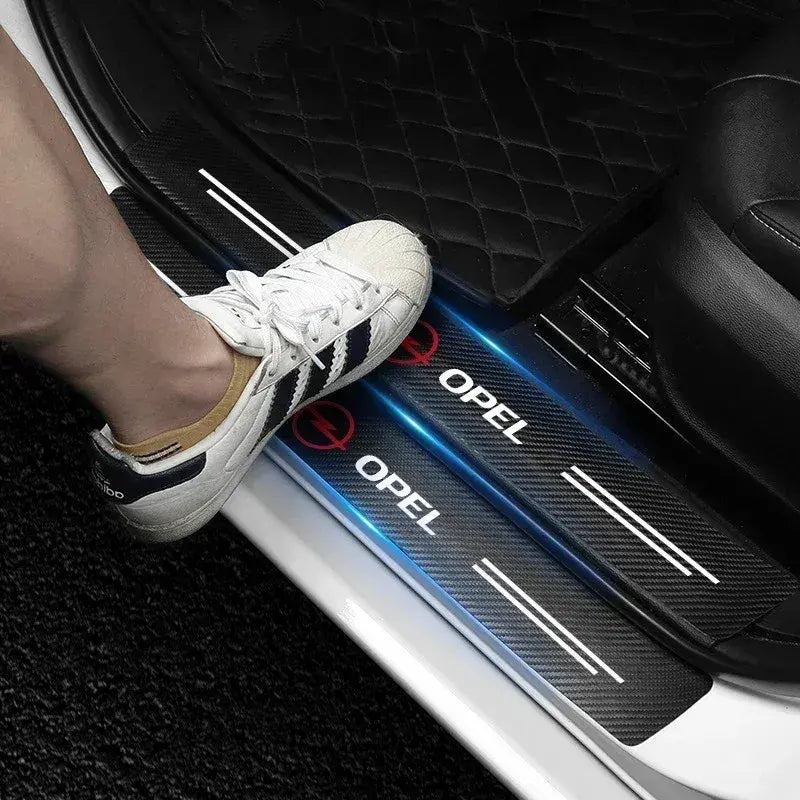 GPRGIT Opel Astra J/G Insignia Corsa D Vectra C 4Pcs Carbon Fiber Door Threshold Sticker