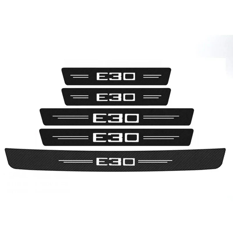 GPRGIT For E30 Door Threshold Carbon Fiber Protective Decals, Doorsill Trim Stickers Pedal Guards, Trunk Bumper Strip, 3M4229P