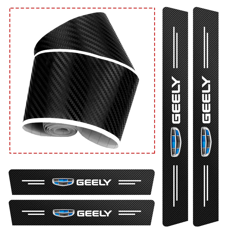 GPRGIT Carbon Fiber Car Door Sill Protector Strip 1/4/5Pcs, for Geely Coolray Geometry GX3 Emgrand EC7 Binray Panda Tugella