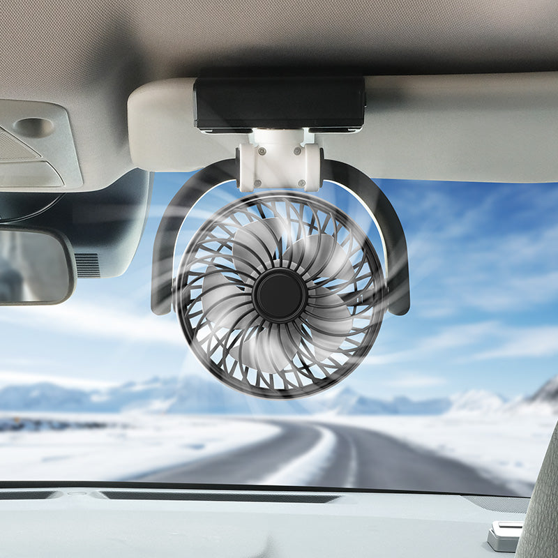 GPRGIT F4508 Car Visor Rechargeable Mini Fan 3 Speeds 2000mAh USB Cooling