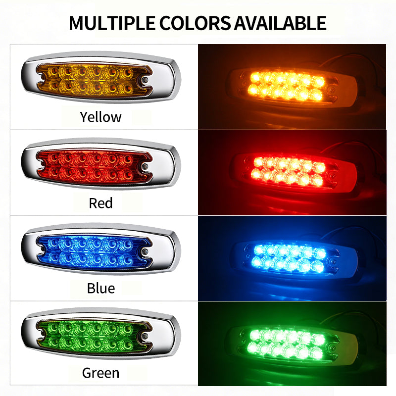 GPRGIT CBD-12LED Multicolor LED Truck Signal Side Marker Clearance Light 12V-24V Piranha Beads IP67