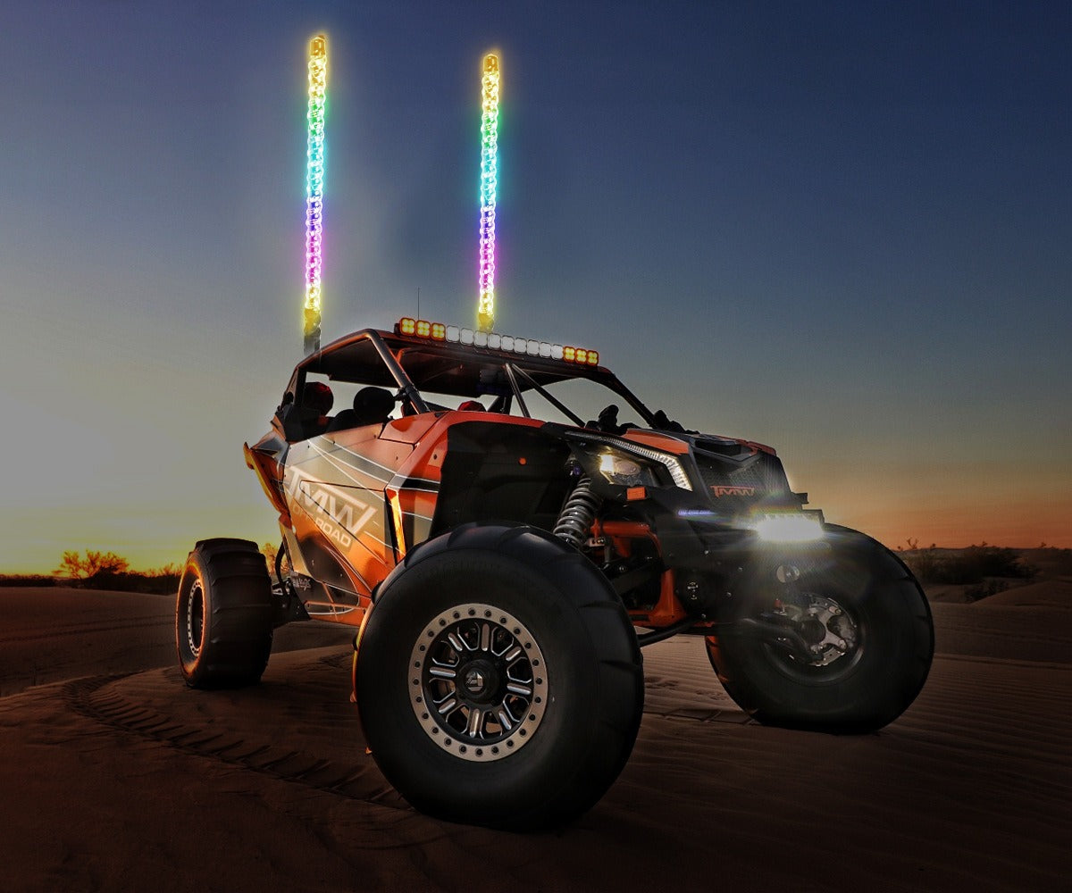 5FT RGB Chasing APP Remote Control ATV UTV Truck Music Symphony LED Flag Light Waterproof Led Whip Light