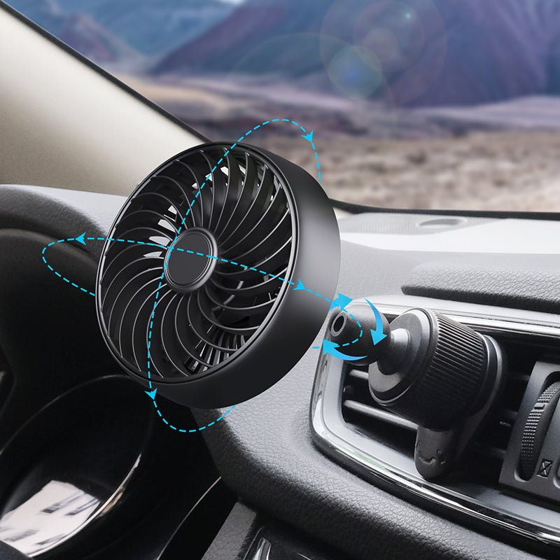 GPRGIT F4201 Adjustable Mini Car Fan for Air Vent 3 Wind Speeds Portable 5V USB