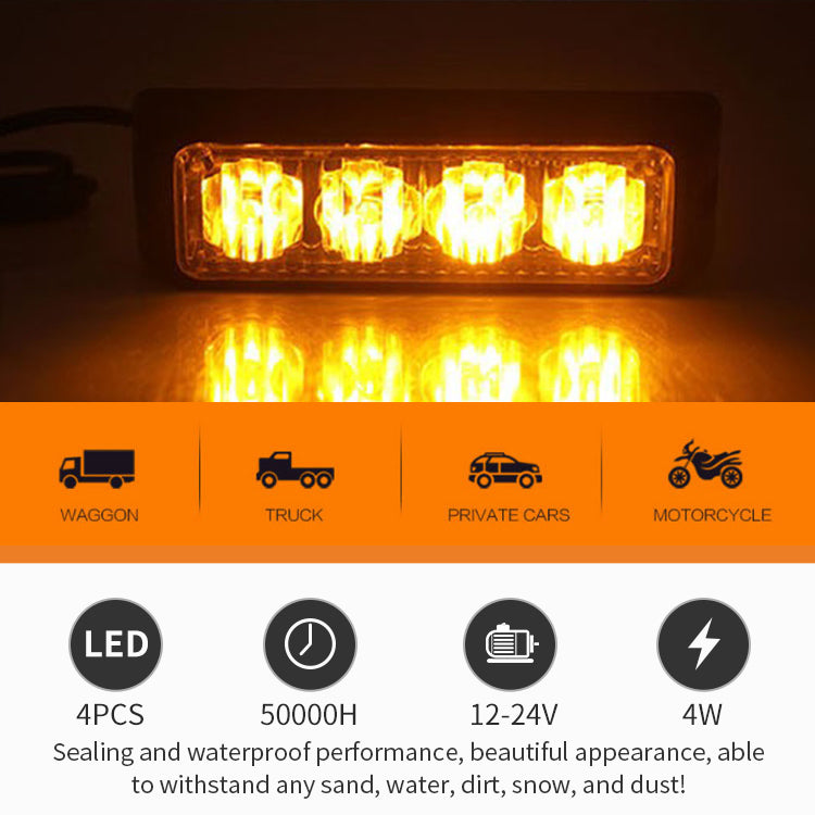 New 4 LED Side Marker & Warning Lights with Turning Flash for Truck Trailer 12-24V