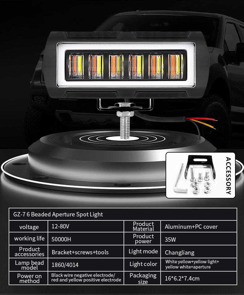 Hengjian Factory Wholesale Car Work Light 35W 6 Bead with Aperture Adjustable Magnet Emergency Warning Light Cob Led Work Light