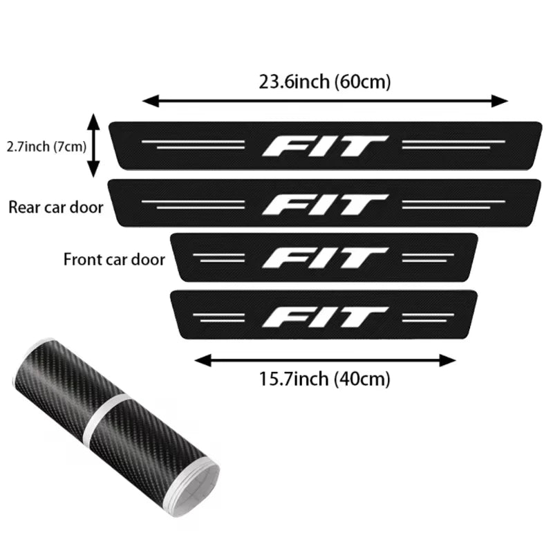 GPRGIT 4pcs Carbon Fiber Car Sill Pedal Rear Bumper Protection Stickers for FIT 2015-2021