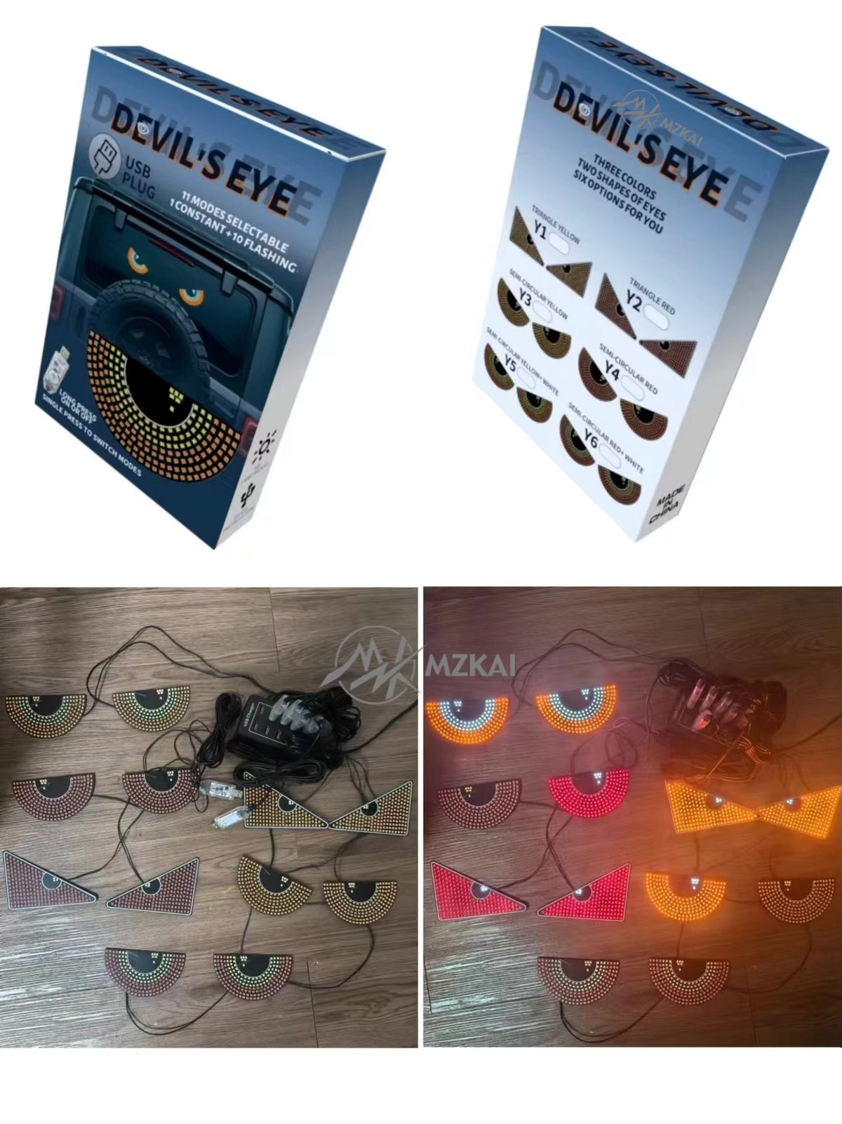 USB-Powered LED Devil Eye Auto Ambient Lighting Display Screen Panel Lights for Universal Car Auto LED Angle Demon Eye