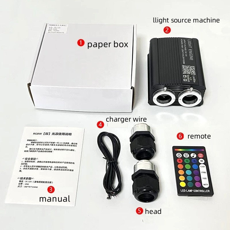 1000pcs 3M RGBW LED Starry Sky Projector Lamp Starlight Headliner Kit APP Remote Control DC Lighter Fiber Optic Light