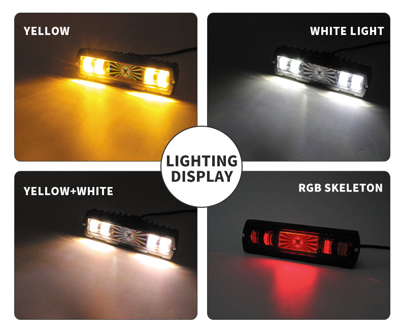 6 Inch RGB Strobe Spot LED Work Lights New Condition 25W Flood Spot Headlight for Offroad Motorcycle Pickup 12V 80V