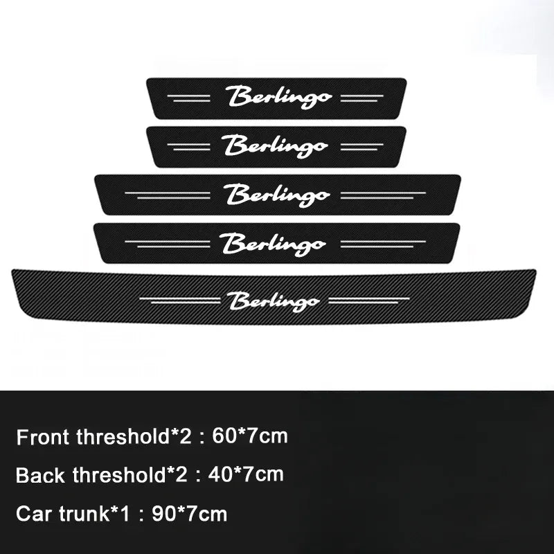 GPRGIT Luminous Leather Citroen Berlingo Logo Car Door Threshold Stickers, Trunk Sill Bumper Strip Glowing Tape, 60x7cm