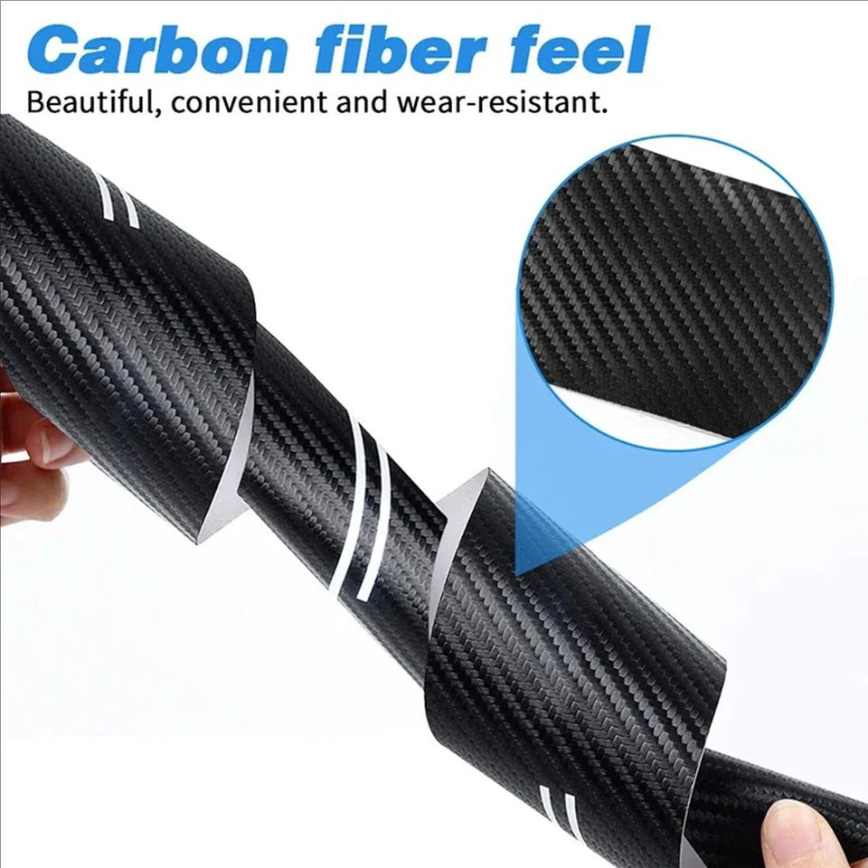 GPRGIT 5PCS Sports Car Door Sill Strip Carbon Fibre Protective Cover Universal Anti-scratch Anti-collision Door Decorative
