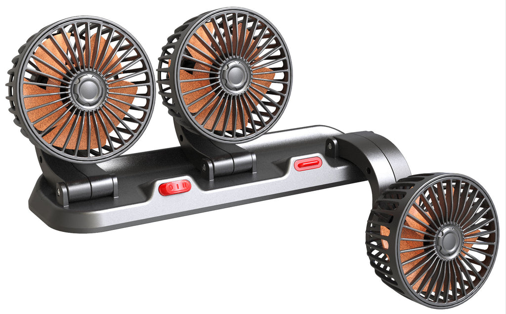 GPRGIT F4310 Triple-Head Car Fan 12V/24V/5V USB 15W 4-Inch