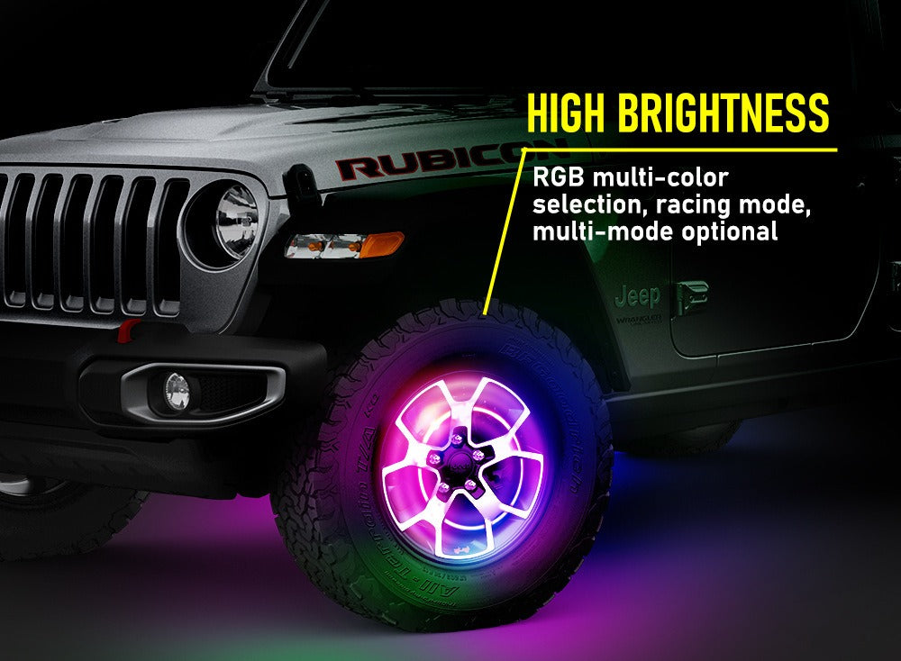 15 17 19 Inch RGB Chasing Car LED Tyre Lamp APP Remote Control 12V IP67 Magic Wheel Hub Light for Universal Car