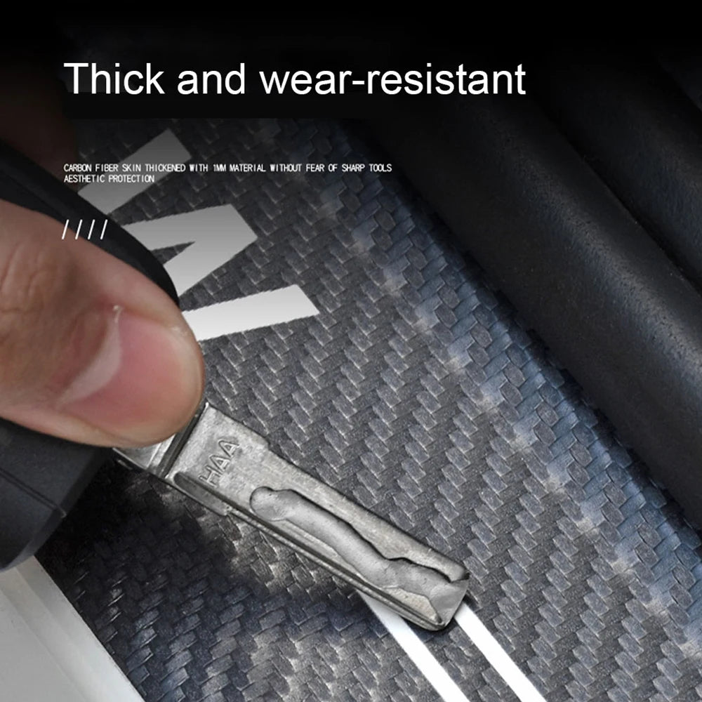 GPRGIT Car Door Threshold Sill Scuff Plate Sticker, Carbon Fiber PU Leather, for X1 X3 X4 X5 X6 X7 Logo, Self-adhesive