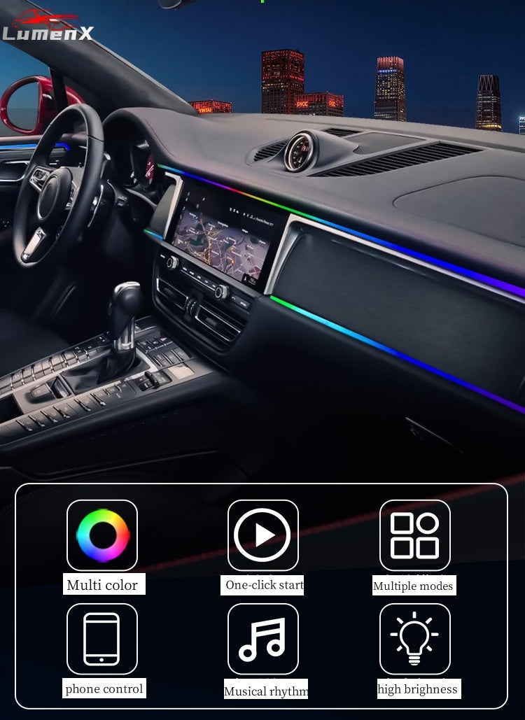 140cm USB Connection APP Remote Control RGB Chasing Strip Symphony Music Universal Car LED Interior Acrylic Ambient Light