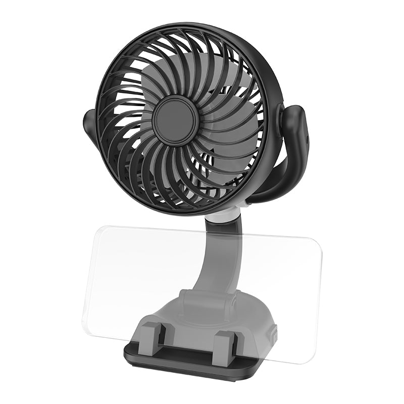 GPRGIT Car Fans Adjustable Wind Speed, Portable Desktop Cooling Mini Fan with Phone Holder, 4-Inch Blades