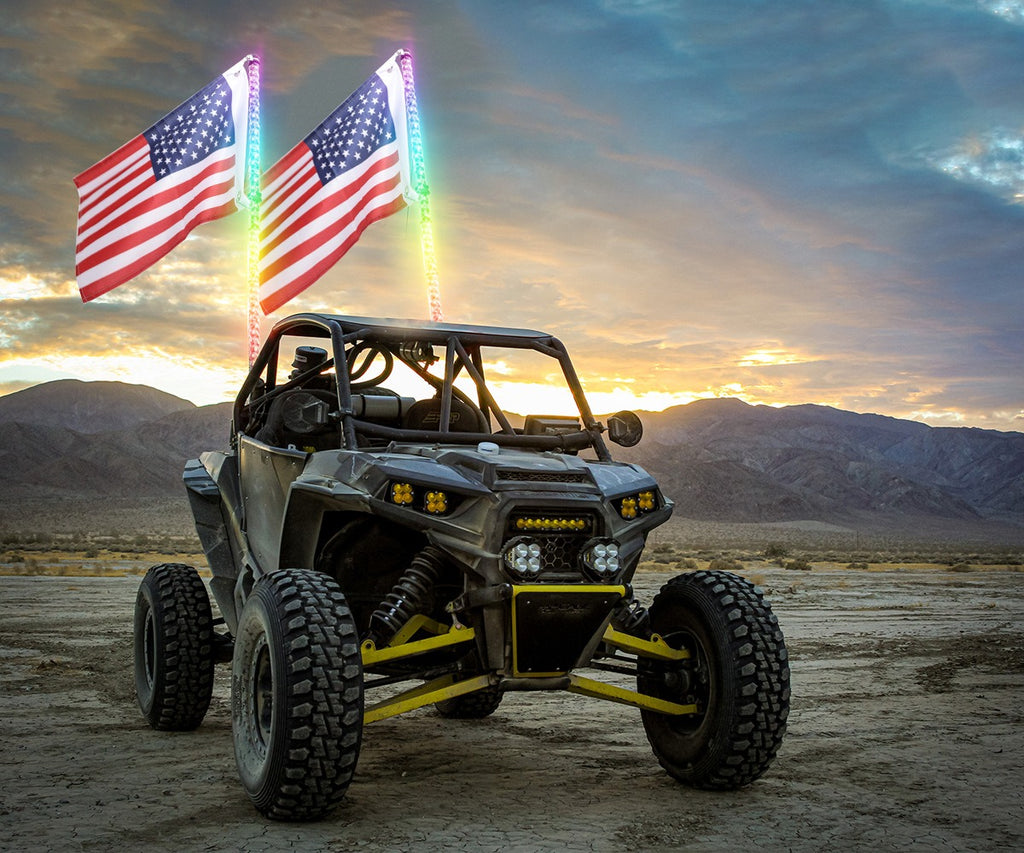 5FT RGB Chasing APP Remote Control ATV UTV Truck Music Symphony LED Flag Light Waterproof Led Whip Light
