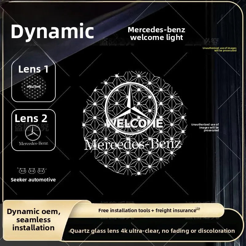 Dynamic LED Door Welcome Light for Mercedes-Benz C260L, C-Class E300L A200L GLC - Car Door Projector Puddle Light