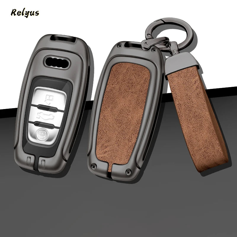 GPRGIT Custom Car Logo Metal Leather Car Key Case for Audi A1 A3 8V A4 B8 B9 A5 A6 C7 A7 A8 Q3 Q5 Q7 S4 S6 S7 S8 R8 TT Auto Accessories