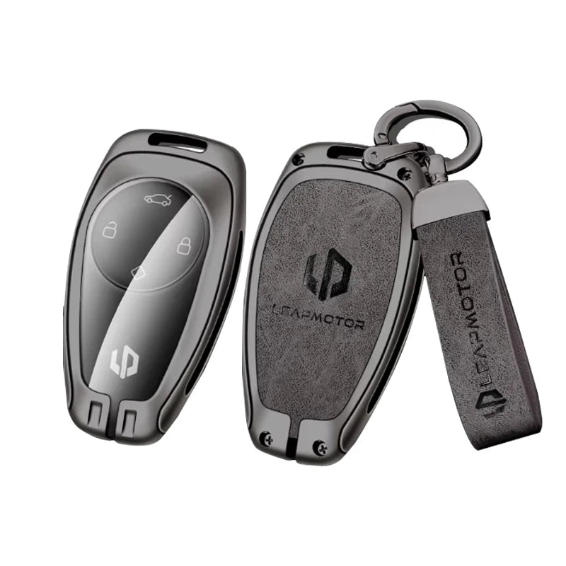 GPRGIT Zinc Alloy Leather Car Key Case Cover for Leapmotor T03 S01 Protector Keychain Shell Accessories