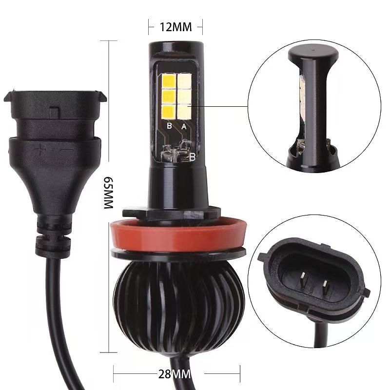 2-Pack Dual-Color LED Fog Light Bulbs H7 H11 9005 9006 HB3 HB4, 18W 2600LM