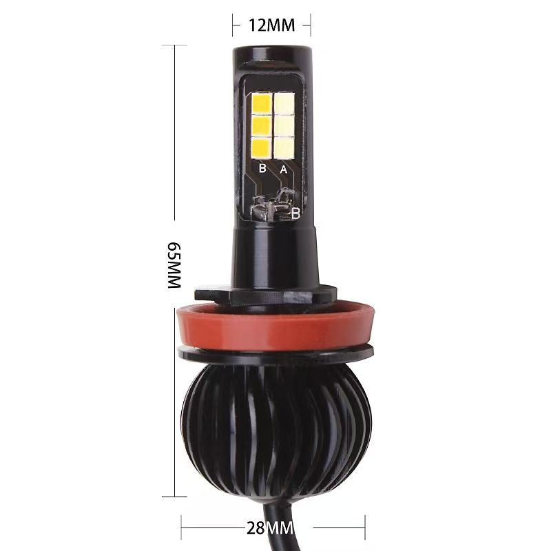 2-Pack Dual-Color LED Fog Light Bulbs H7 H11 9005 9006 HB3 HB4, 18W 2600LM