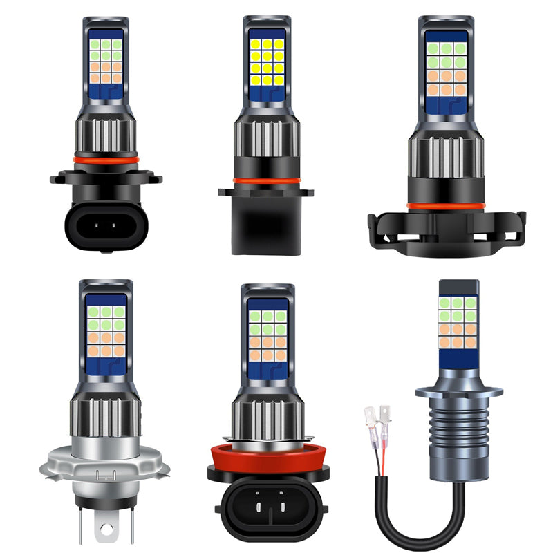 24SMD Two-Color LED Fog Light Bulbs H8 H11 H3 H4 H7 9005 HB3 9006 HB4 H16 P13W