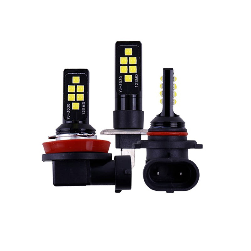 12SMD LED Fog Light Bulbs H8 H11 H3 H7 9005 HB3 9006 HB4, 600LM 6000K