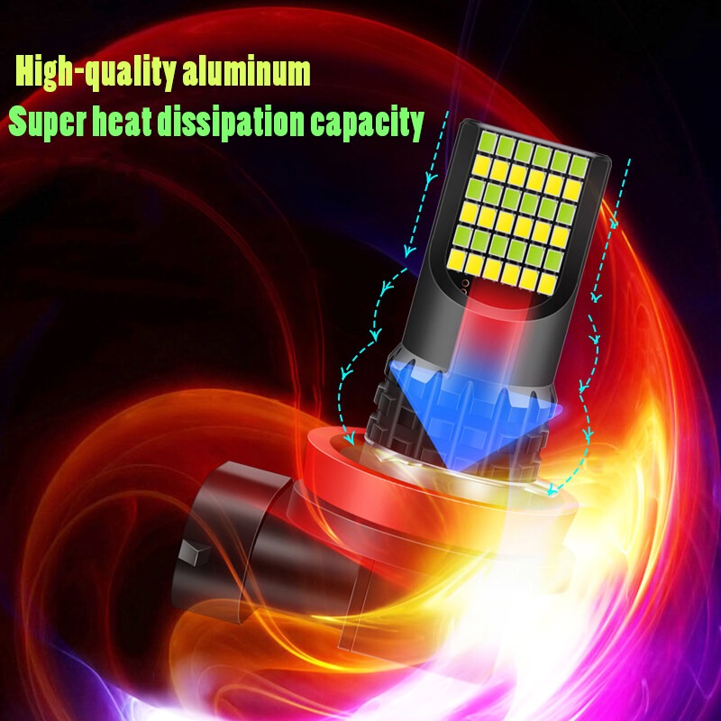 72SMD LED Fog Light Bulbs H8 H11 H7 9005 HB3 9006 HB4, 600LM 6000K