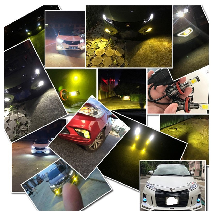 Dual-Color LED Fog Lamp Headlamp Bulbs H3 H7 H11 9005 H8 H16 9006 HB3 HB4 880 881 H1
