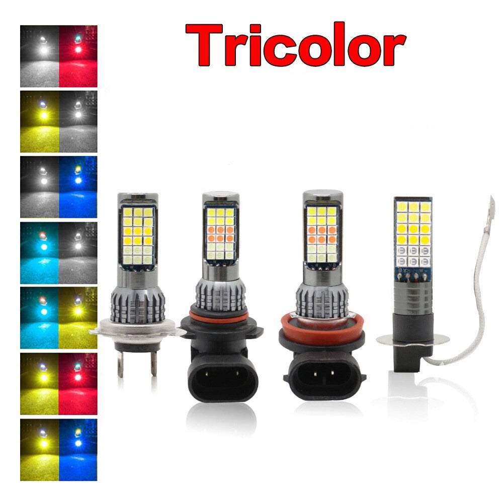 36SMD Three-Color LED Fog Light Bulbs H11 H8 H7 H3 9005 9006 HB3 HB4, 15W