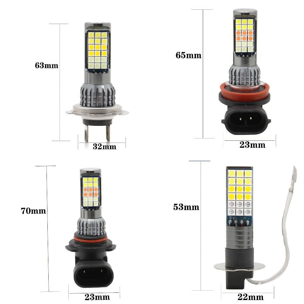 36SMD Three-Color LED Fog Light Bulbs H11 H8 H7 H3 9005 9006 HB3 HB4, 15W