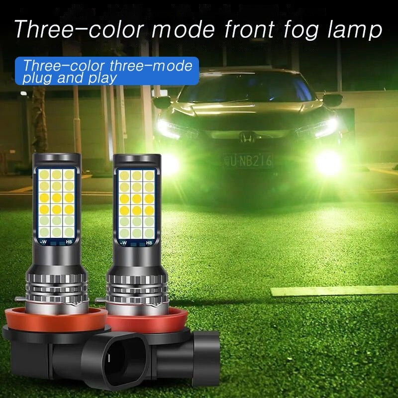 36SMD Three-Color LED Fog Light Bulbs H11 H8 H7 H3 9005 9006 HB3 HB4, 15W