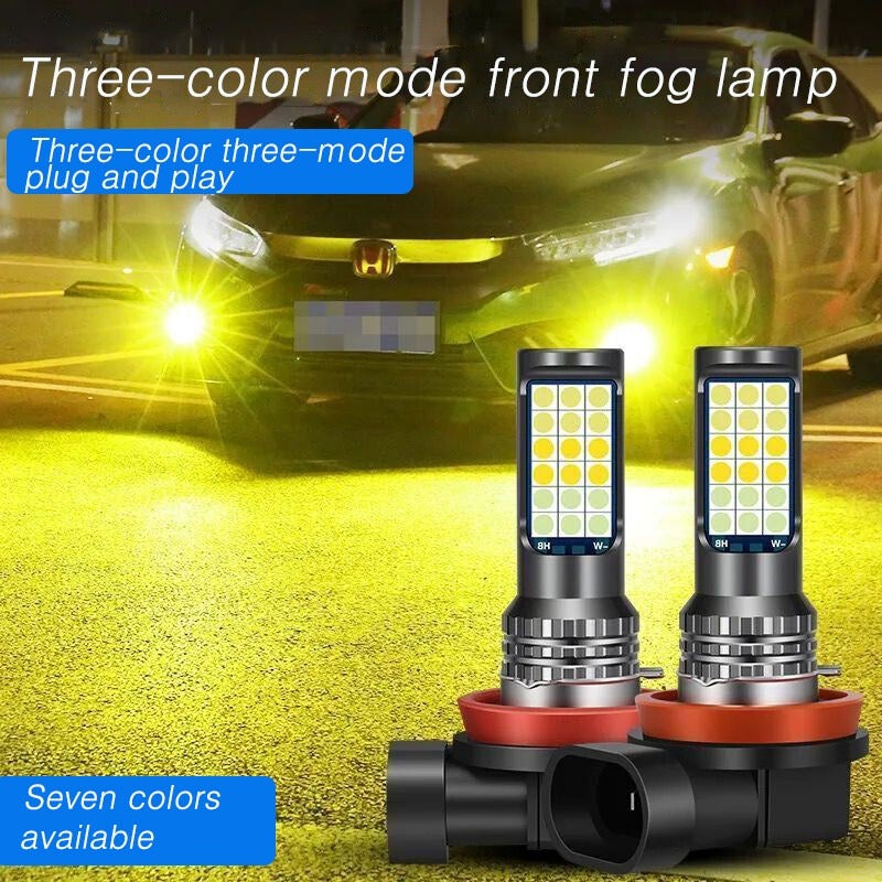 36SMD Three-Color LED Fog Light Bulbs H11 H8 H7 H3 9005 9006 HB3 HB4, 15W